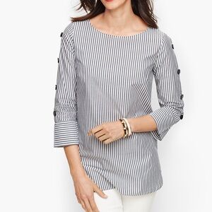 Talbots button sleeve poplin shirt